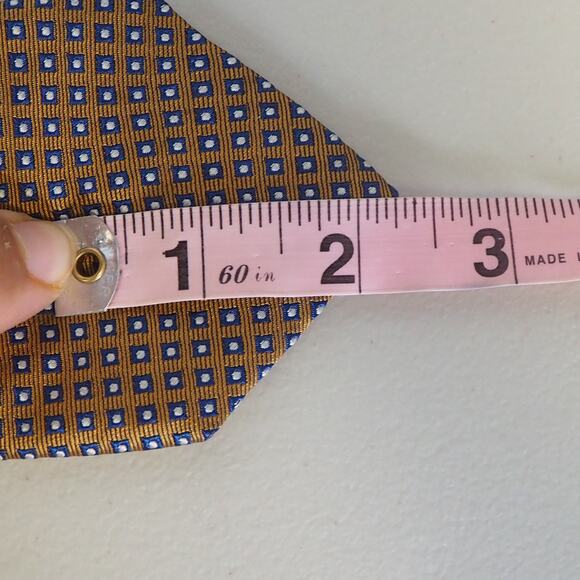 BARBARA BLANK New York Gold 100% Pure Silk Necktie Mens Size 3" x 62 1/4" Tie - Picture 9 of 11